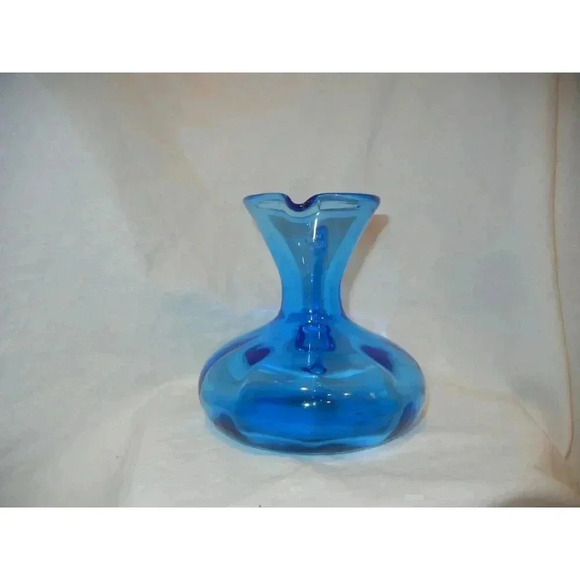 Decanter Pitcher Vintage medium-sized Floral‎ Vase Midcentury Aqua Blue glass, - Picture 3 of 7